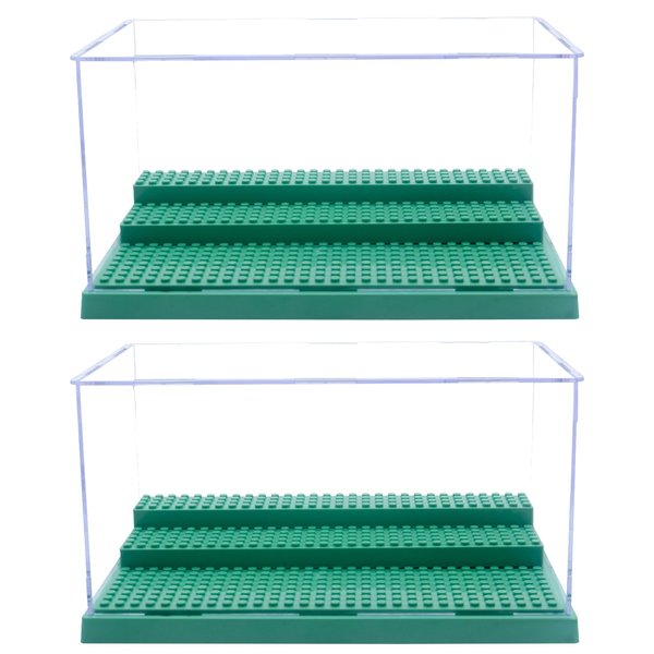 Minifigure Display Case for Action Figures Blocks, Dustproof Acrylic Display Box Storage with 3 Movable Steps for Collection Models Minifigures, Bricks Blocks Toys
