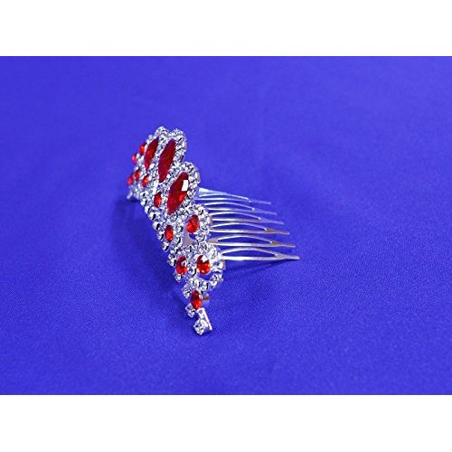 Red Rhinestone Tiara Comb Prom Party Flower Girl CT45