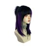 WKLOUYHE Short Straight Wig with Bangs for Women Shoulder Length Bob Women's Synthetic Wigs Heat Resistant Hair for Cosplay Halloween Daily Party Use (Black and Purple)