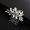 Teyglen Rhinestone Wedding Hair Comb Silver Crystal Bridal Hair Piece Crystal Bride Wedding Hair Comb Sparkly Rhinestone Headpiece Hair Accessories for Women Girls (Silver)