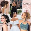 MONIXI Ponytail Extension, 10" Short Wavy Natural Curly Hair Claw Clip Ponytail Invisible Extension Synthetic Drawstring Women's Hair (10 Inch, Natural Black)
