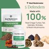 Real Mushrooms 5 Defenders Powder - Organic Mushroom Extract w/Chaga, Shiitake, Maitake, Turkey Tail, & Reishi - Supplement for Brain, Focus, & Immune Support - 45 Servings