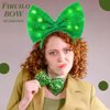 Firuilo St Patricks Bow Headbands Light Up Bowknot Hair Bands Glitter Tinsel Bows Head Bands LED Irish Knotted Hair Hoop for Women and Girls(Green) (Type A)