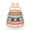 Stacking Rings Toys for Babies, Silicone Soft Teething Toy Nesting Ring Toys 6 Pcs Frog Learning Tower for Infants Over 6 Months Blocks for Toddlers Soft Bath Toy 1-3 Years