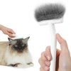 aumuca Cat Brush for Long Haired Cats, Deshedding Tool and Dematting Comb Remove Loose and Matted Fur, Cat Grooming Undercoat Rake, White