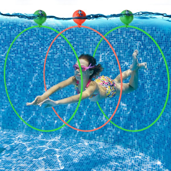 MKBKCO Diving Toys, 3 PCS Pool Toys Swim Thru Rings for Kids, Underwater Swim Ring Diving Floating Toys, Summer Pool Diving Toys, and Pool Toys for Kids Age 3-12 (Random Color)