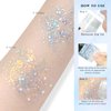 HOSAILY White Body Glitter Stick, Sparkling Holographic Sequins Glitter Gel, Body Shimmer Face Paint Glitter for Eye Hair Nail lip, Chunky Glitter Makeup for Halloween Christmas Rave Festival