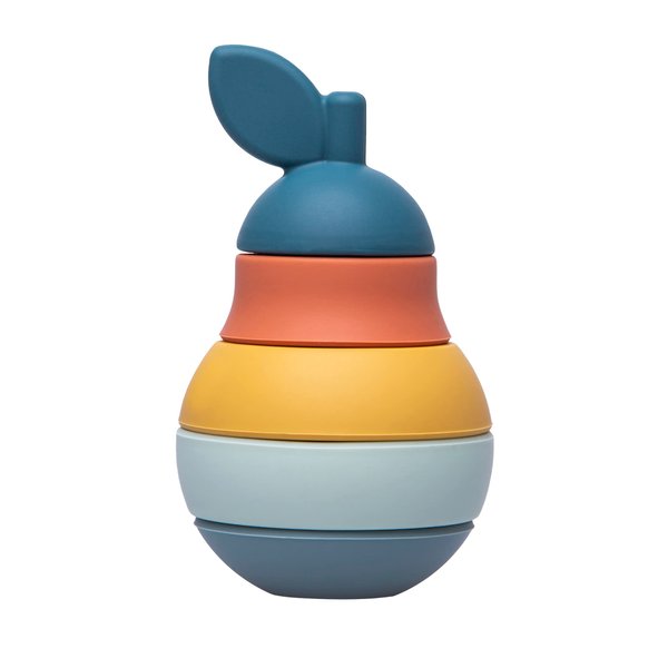 Bizzu Pear Silicone Stacking Toy, Baby and Toddler Toy, Gender-Neutral Interactive Stackable Learning Toy, Baby Girl or Baby Boy Nursery Accessory