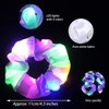 12PCS LED Hair Scrunchies Light Up White Scrunchies,Satin Ponytail Holder Glow in the Dark Hair Accessories Neon Rave Party Supplies