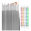 JOYJULY 20pcs Nail Art Design Tools, 15pcs Painting Brushes Set with 5pcs Dotting Pens, BLACK …