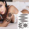 Black Henna Tattoos Stickers Kits, 6 Sheets Lace Indian Henna Temporary Tattoos Mandala Flower Elephant Chain Waterproof Henna Stickers for Women Wedding Party DIY on Body Arm Legs