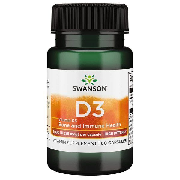 Swanson High Potency Vitamin D-3 1000 Iu (25 mcg) 60 Capsules