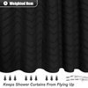 Black Boho Shower Curtain Modern Fabric Shower Curtain Shabby Chic Chenille Tufted Chevron Textured Striped Minimalist Shower Curtain 72 x 72 Inches