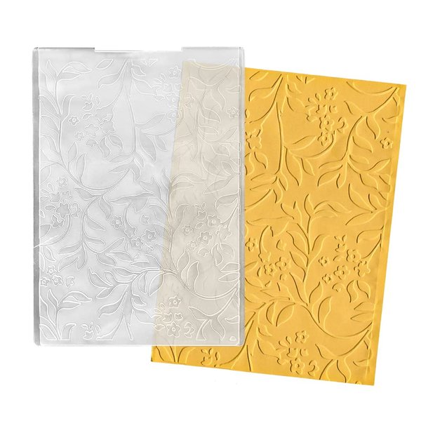ALIBBON Flower Leaves Background Plastic Embossing Folders for Card Making, Vine Background Embossing Folders for DIY Scrapbooking, Lace Leaves Template Folders for Paper Craft Photo Album Decorations