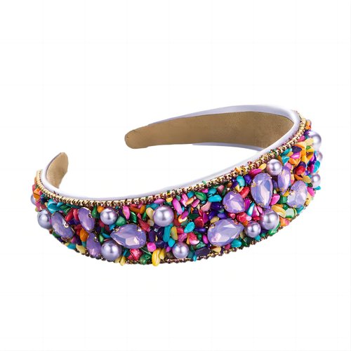 MUQINGWAN Ladies Fashion Headband, Personality Rhinestone Decoration Candy Color Headband Girls Headband Party Headband Accessories Accessories Jewelry… (purple)