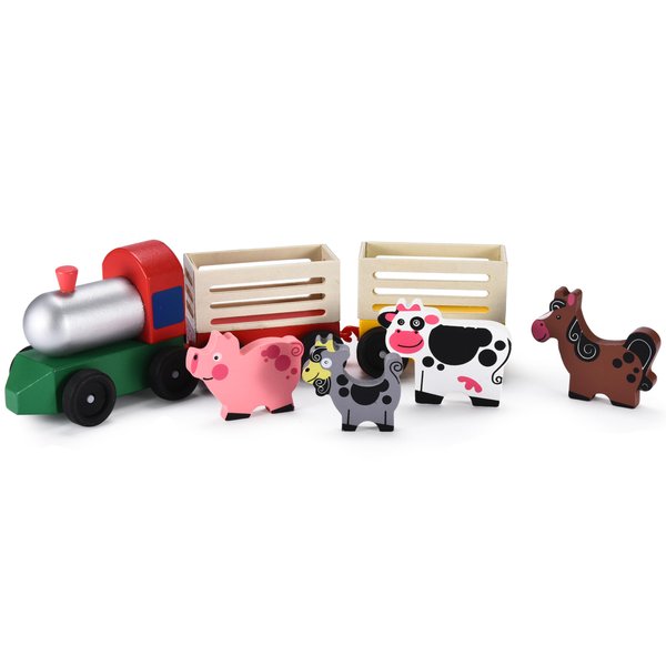 Childlike Behavior Wooden Rainbow Train Set for Toddlers - Classic Wood Train Toy for Boys and Girls - Expandable and Compatible with Other Track Systems - Educational and Creative