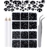 LPBeads 6000 Pieces Black Non Hotfix Rhinestones 6 Sizes Round Crystal Glass Flat Back Rhinestones with Tweezers and Picking Pen for Nail Art Crafts Clothes Bags DIY