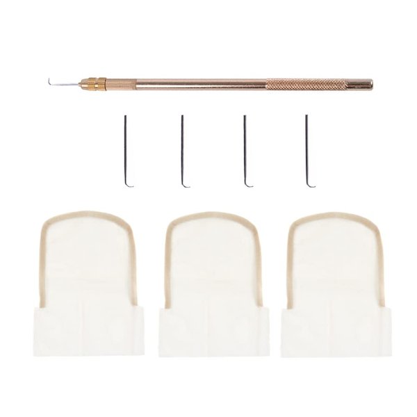 Ventilating Needle for Lace Wig Set Include 3 Swiss Lace Net Closure Base 1 Brass Ventilating Holder and 4 Ventilating Needles for Making Lace Wigs