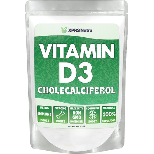 XPRS Nutra Vitamin D3 Powder (Cholecalciferol) - Unflavored VIT D Powder for Bones and Immunity - Vitamin D3 Powder for Muscle Function - Vitamin D Powder Supplements (4 Ounce)