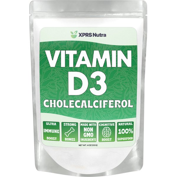 XPRS Nutra Vitamin D3 Powder (Cholecalciferol) - Unflavored VIT D Powder for Bones and Immunity - Vitamin D3 Powder for Muscle Function - Vitamin D Powder Supplements (4 Ounce)