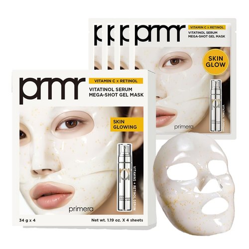 PRIMERA (PRMR Vitatinol Serum Mask | Gel Masks for face, Real Deep FacialMask, Hydrating, Wrinkle Care, Overnight Hydrogel Maskset 34g x 4EA