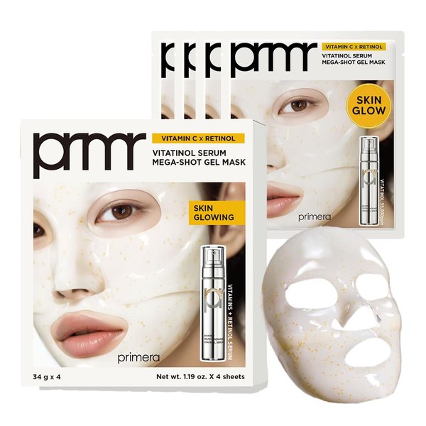 PRIMERA (PRMR Vitatinol Serum Mask | Gel Masks for face, Real Deep FacialMask, Hydrating, Wrinkle Care, Overnight Hydrogel Maskset 34g x 4EA