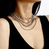 Simple Heart Necklace Lolita Choker Chain Layered Cuban Chunky Silver Chain Necklace for Women Men Girls Chic y2k Clothes Jewelry (Silver 1)