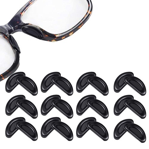 MMOBIEL 12 Pair Universal Eyeglass Nose Pads Replacement, Soft Silicone Air Chamber Anti-Slip Nose Pad Cushion for Glasses, Eyeglass, Sunglasses - Black