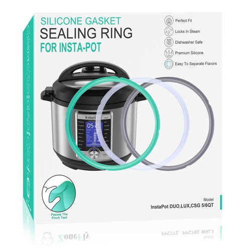 6 Quart Instant Pot Sealing Ring - Replacement Pinch Test 100% Silicone Gasket Seal Rings for 6 Qt Instapot Programmable Pressure Cooker - Insta Pot DUO LUX ULTRA PRO Crisp Accessories for 6QT 3-Pack