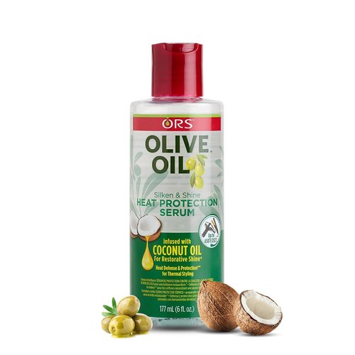 ORS Olive Oil Heat Protection Hair Serum infused with Coconut Oil for Restorative Shine - 6 ounces (Pack of 1)