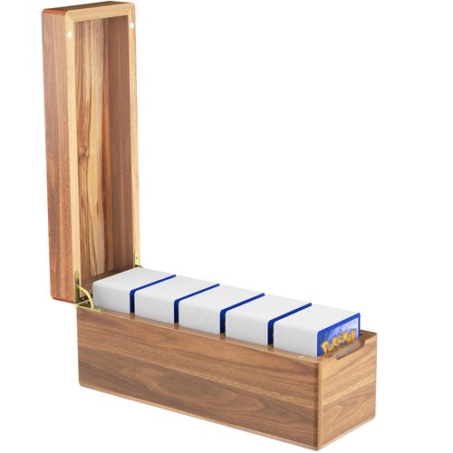 Neando Card Storage Box for PTCG Trading Cards, Magic MTG Cards Organizer with 5 Compartments, fits for 600+ Single Sleeved Cards, Acacia Wood, 3.5’’W x 10’’D x 4.1’’H