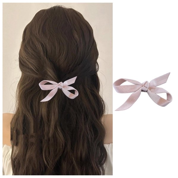 Vacaonio French Velvet Bow Hair Barrette Hairclip Beige Bowknot Hair Clips Headwear Ribbon Bow Side Clip Satin Bow Head Clip Beige Velvet Bow Hairclips Decorative Hair Accessories for Women(Beige)