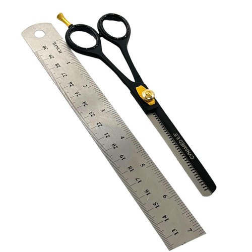 1 Each - 6.5" (16.51cm) Hair Cutting Scissors Shears Salon and Barbershop Professional and Home Use - Super Sharp (Thinning Shears Full Black-Gold)