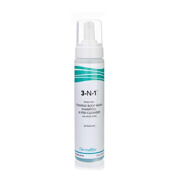 DermaRite 3-N-1 Foaming Rinse-Free Body Wash Pump Bottle Mild Scent 7.5 oz. 00190 2 Ct