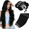 Moresoo Micro Link Hair Extensions Human Hair Black Micro Link Human Hair Extensions Jet Black Microbead Hair Extensions Real Human Hair Microlink Hair Extensions Human Hair Black 50G/50S 24In