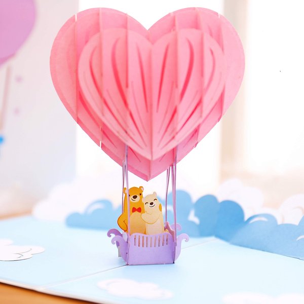 Liif Heart Balloon 3D Greeting Pop Up Valentines Day Card, Happy Valentines Card, Anniversary, Wedding, Engagement, Funny, Romance, Happy Birthday