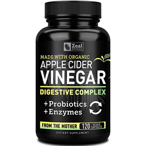 Organic Apple Cider Vinegar Capsules + Digestive Enzymes & Probiotics (1500mg | 120 Capsules) Raw Apple Cider Vinegar Pills & Fiber Supplement for Gut Health, Immune Support, Digestion & Detox Cleanse