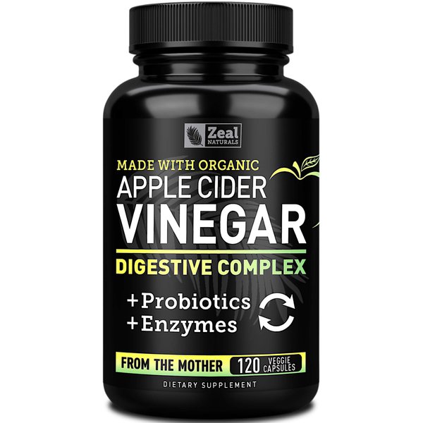 Organic Apple Cider Vinegar Capsules + Digestive Enzymes & Probiotics (1500mg | 120 Capsules) Raw Apple Cider Vinegar Pills & Fiber Supplement for Gut Health, Immune Support, Digestion & Detox Cleanse