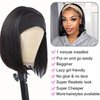 mmiQus Headband Wig Human Hair Straight Human Hair Headband Wigs for Women Glueless None Lace Front Wig 180% Density Straight Wigs Human Hair with Headbands 12 inch
