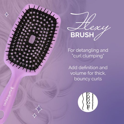 Curl Keeper Flexy Hair Brush, Purple - Detangling Hair Brush with Flexible Bristles for Shower Use, Combing Through Curls & Removing Tangles - Lightweight Hair Accessories for All Hair Type