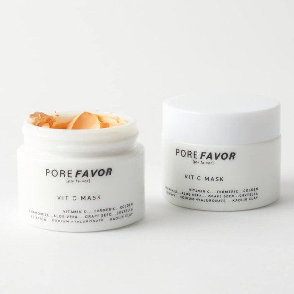 Pore Favor Turmeric Vitamin C Mask, Suitable for Sensitive Skin - Detoxing Face Mask with Aloe Vera - Vegan and Cruelty Free