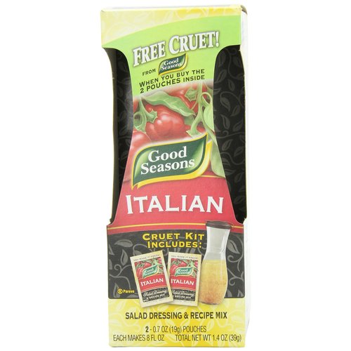Good Seasons Salad Dressing & Recipe Kit, Cruet with 2-Count Italian Dressing Mix (Pack of 2),0.7 Ounce (Pack of 2)