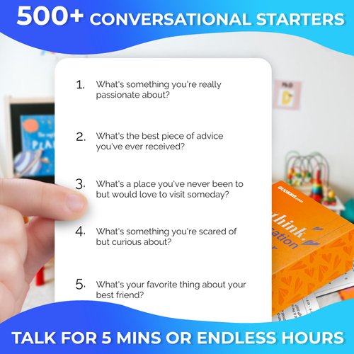 QUOKKA Conversation Cards Game - Kids Edition | 500 Questions | Original Version | Share Thoughts - Fun Talking Board Game for Family Night