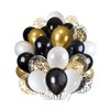 300 Pcs Black Gold Confetti Balloons Set Lncludes 12 inch Black White Gold and Black Gold Confetti Balloons for Birthday Party Supplies Wedding Graduation Decorations