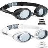 Swimming Goggles 2 Pack Anti Fog Goggles Swimming UV Protection Fit for Adult Men Women Youth Junior, No Leaking Soft Silicone Seal Flat Lens Clear Vision, 3 Sizes of Nose Bridge