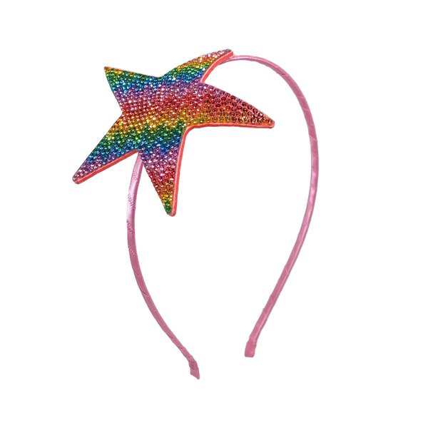 Bari LynnThin Crystallized Aztec Multi Colored Star Light Pink Headband 1 piece