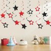 YEOCU 64pcs Hanging Swirls Party Decorations - Ceiling Foil Swirls Decorations Hanging Party Streamers for Birthday, Ceiling Hanging Decor Party Supplies for Boys Girls Kids (Red & Black)