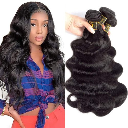 QTHAIR 12A Brazilian Virgin Body Wave Hair 3 Bundles (14 14 14,300g/10.5OZ,Natural Black)100% Unprocessed Brazilian Body Wave Virgin Human Hair Extensions Body Wave Brazilian Human Hair