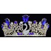 Janefashions Swan Royal Blue Austrian Crystal Rhinestone Tiara Crown With Hair Combs T897