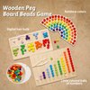 bopoobo Wooden Peg Board Beads Game Rainbow Clip Bead Puzzle of Pompon Clip Beads Early Education Puzzle Board Game Toddler Educational Montessori Games for Math Learning (Digital Board)